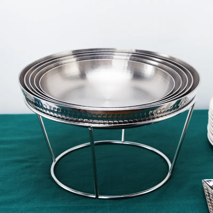 Luxury Hotel Catering Equipment Buffet Stainless Steel Hammered Multi-Layer Seafood Display Stand Desktop For Hotel Restaurant