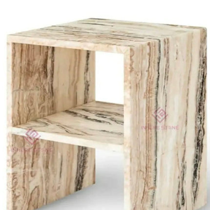 New Tiramisu Travertine Side Table Luxury Custom Marble Side Table Italian Natural Stone Night Stand Side Table