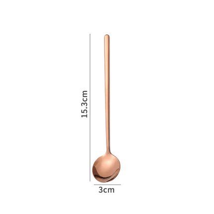 Custom Logo Stainless Steel Mirror Polish Long Handle Teaspoon with PVD Gold Coating For Coffee Latte Ice Cream Mixing-Present