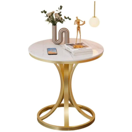 Marble Top Coffee Table With Gold Metal Frame Modern Design Durable & Portable Living Room Furniture