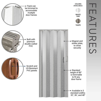 36\" Taupe Double-Walled Foldable Heavy Duty According Partition Doors Widespread Use