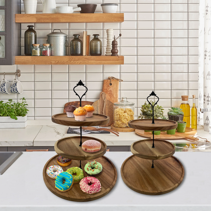 Customizable 3 Tiered Wooden Storage Rack Cake Stand For Wedding Party