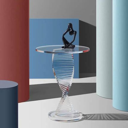 Modern Clear Acrylic Round Coffee Table For Luxury Home Decor Small Sofa Side Tables For Living Room Furniture