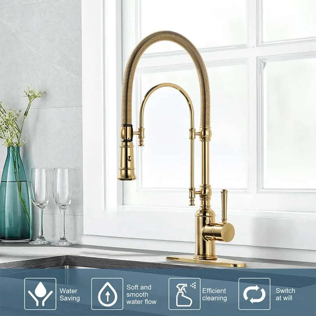 Gold Chrome Kitchen Water Faucet With Spring Tube Drinking Water Filtered Kitchen Faucet Luxury Sink Faucet