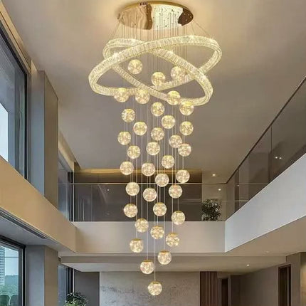 Modern Stairwell Decor Glass Ball Pendant Chandelier Light New Design Long Chandelier