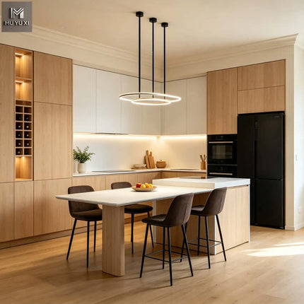 Custom Luxury Multifunctional Kitchen Storage Cabinet Modern Oak Wood Grain Kitchen Cabinets with High End Storage Organizers