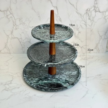Customized Two-Layer Three-Layer Marble Fruit Tray Jewelry Cosmetics Snacks Storage Green Cake Stand Wedding