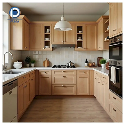 Luxury Residential Solid Wood Kitchen Cabinets For House and Villa Projects