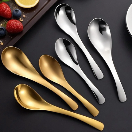 Elegant 304 Stainless Steel Rice Soup Spoons Set of 3 Sizes Heavy-Weight Metal For Home Kitchen Restaurant Dishwasher Safe