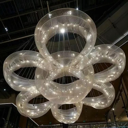 Large Crystal Pendant Flower Pattern Shaped Hotel Lobby Useful Ceiling Chandelier Customized for High Ceilings