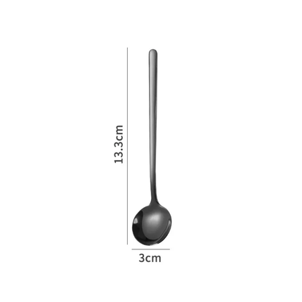 Custom Logo Stainless Steel Mirror Polish Long Handle Teaspoon with PVD Gold Coating For Coffee Latte Ice Cream Mixing-Present