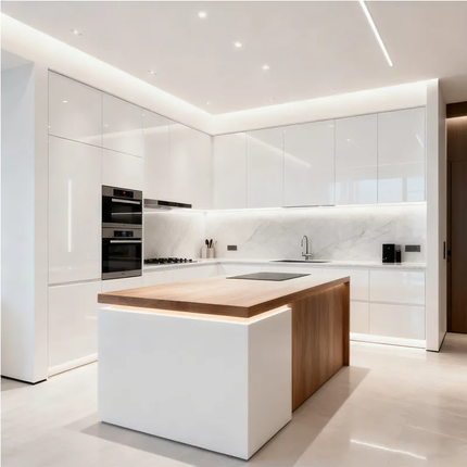 Custom Wholesale Island Cabinet Unit Set Modular Kitchen Cupboard Wooden Kitchen Cabinet Set Factory Price