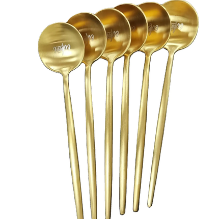 Royal 304 Stainless Steel Long Handle Dinner Spoon Luxury Gold Serving Spoons
