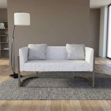 Modern Fabric Three Seat Sofa with Metal Legs and Tight Back Design For Living Room