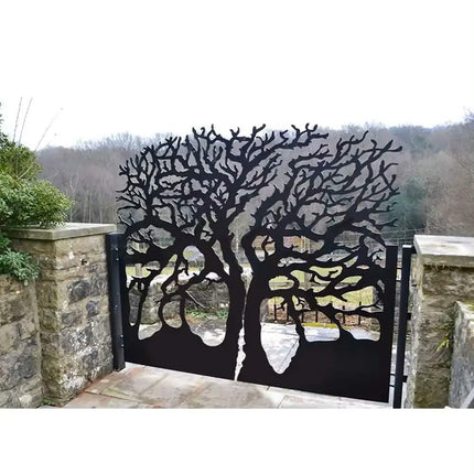 Outdoor Large Luxury Design Laser Cut and Wrought Iron Swing Driveway Gate