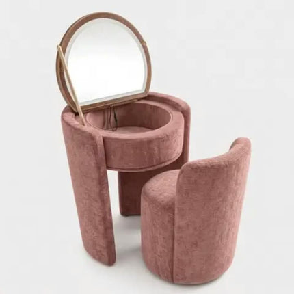 Fabric Pine Melamine Dressing Table Girl Kid With Safe Round Corner, Children Vanity Desk For Kid Bedroom Daily Makeup Playing
