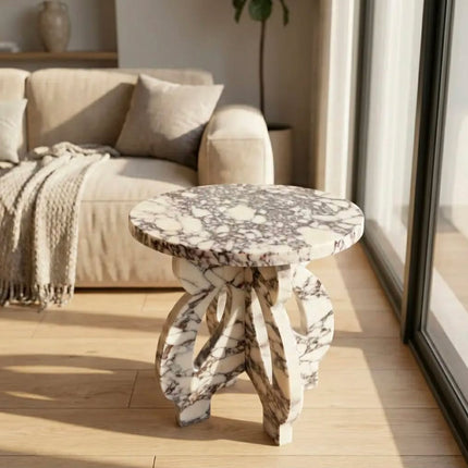 Spot Goods Manufacturer 275*275*315mm 10KG Natural Stone Calacatta Viola Marble Side Table