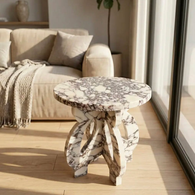 Spot Goods Manufacturer 275*275*315mm 10KG Natural Stone Calacatta Viola Marble Side Table