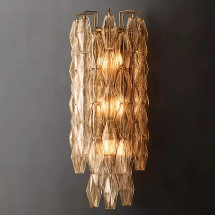 Modern Nordic Gold Light Smoke Glass Sconce Bedroom Hotel Bedside Crystal Wall Lamp For Living Room