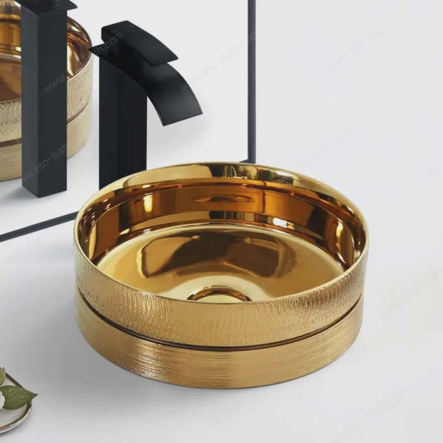 Glossy Golden Countertop Sink Italian Design Stylish Home Essential Masterpiece