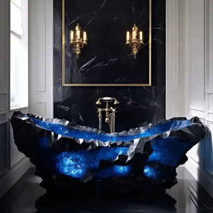 Chic Crystal-Trimmed Durable Metal Aluminum Modern Bathtub With Irregular Shape For High-End Romantic Getaways