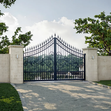 Modern European Design Electric Iron Sliding Automatic Driveway Gate for Villa & Hotel Custom Swing Wrought Iron Front Gate