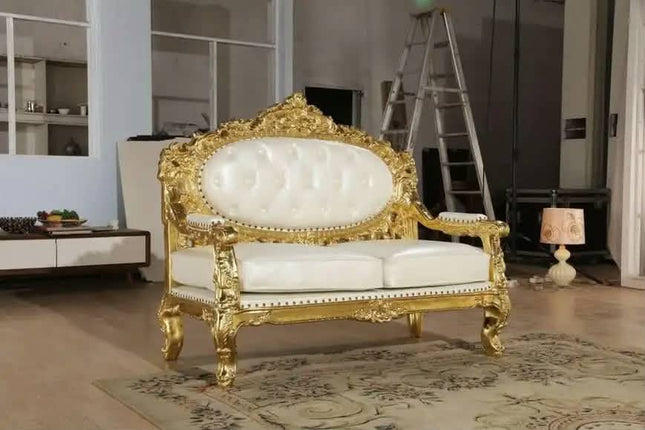 Modern Luxury Solid Mahogany Wood Frame Sofa Set With Handmade Wood Carving and PU Leather Upholstery for Apartment Living Rooms