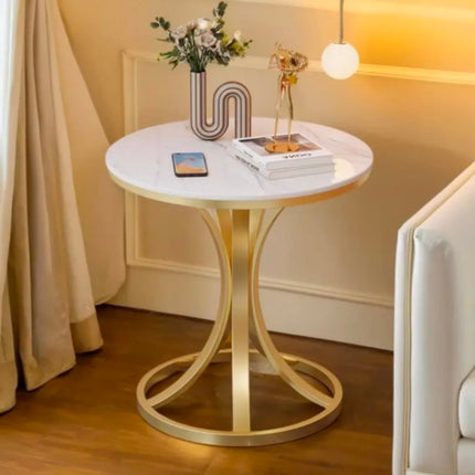 Marble Top Coffee Table With Gold Metal Frame Modern Design Durable & Portable Living Room Furniture