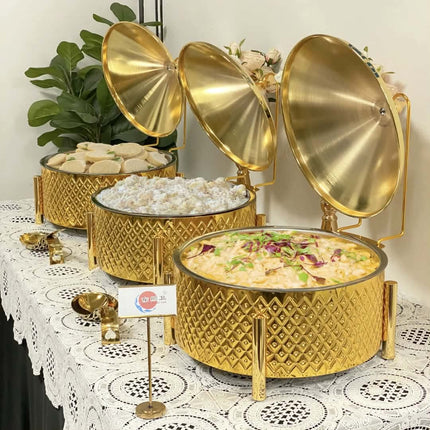 Masterpiece Design 9L Gold Silver Serving Buffet Dishes for Catering Chafing Dish Food Warmer Chaffing at Wedding Winery