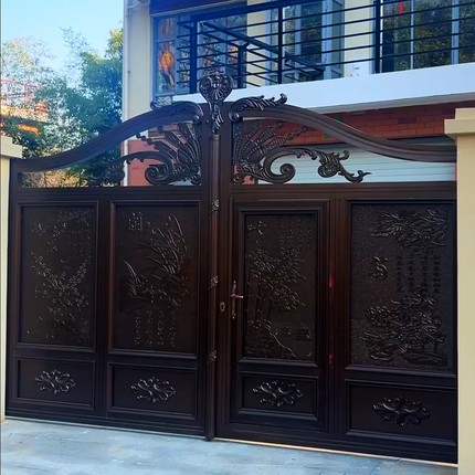 European Design Modern Aluminum Gates Wrought Aluminum Driveway House Security with Automatic Opening For Hotels and Apartments