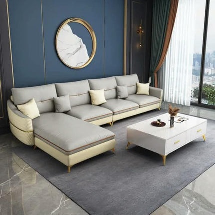 Light Luxury Modern Design Sectional Sofa for Living Room Furniture Solid Wood Frame Technology Cloth Sofa