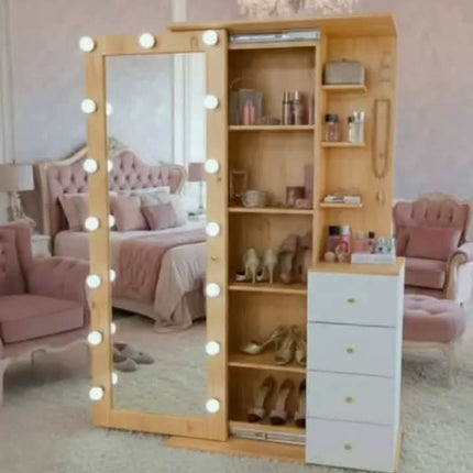 MIodern MDF Makeup Vanities Different Color Customized Dressing Table with Lighted Mirror  Storage Cabinet  Bedroom Furniture