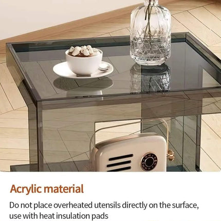 Acre Durable Modern Acrylic Sofa Side Table Mini Storage Cabinet For Living Room