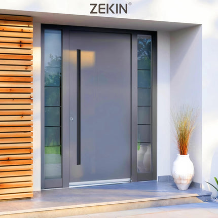 Customized Size Modern Finished Armored Security Front Pivot Door For Commercial Exterior Entrance
