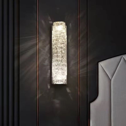Post-Modern Luxury Stainless Steel Crystal LED Wall Sconce Pendant Light for Bedroom Bedside Living Room Hotel Hallway Corridor