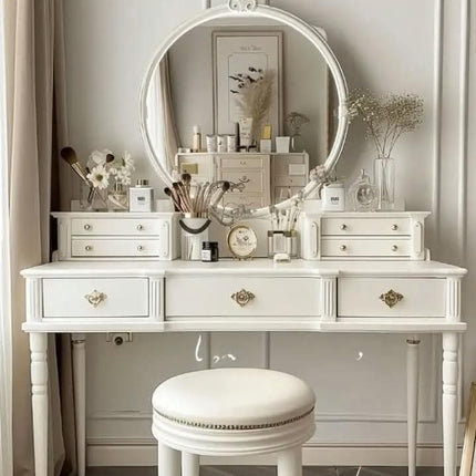 New Design Modern Luxurious Wood Dressing Table Cabinet With Lighted Mirror And Storage For Bedroom Coiffeuse