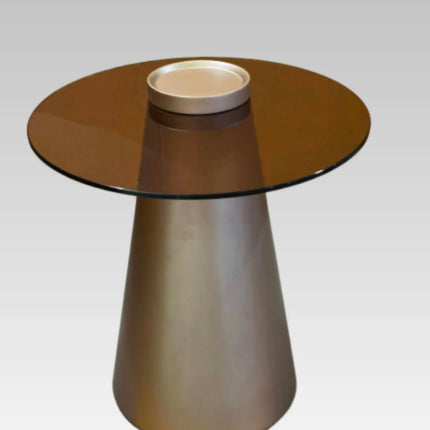 New Arrival Factory Wholesale Modern Minimalist Tempered Glass Top MDF in Metallic Lacquer Living Room Side Table Coffee Table