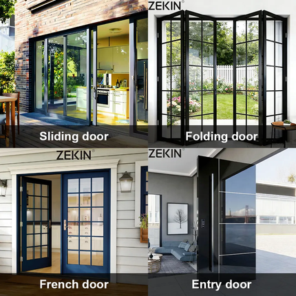 ZEKIN New Exterior Luxury Aluminum Alloy Entrance Door Pivot Entry Front Doors For Houses Modern Front Doors Smart Security Gate