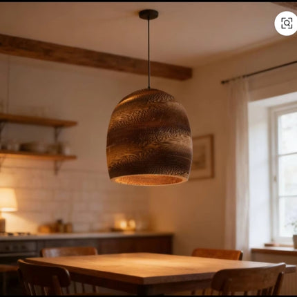 Rustic Hammered Metal Pendant Light – Warm Ambient Hanging Lamp for Dining Room or Kitchen Decor