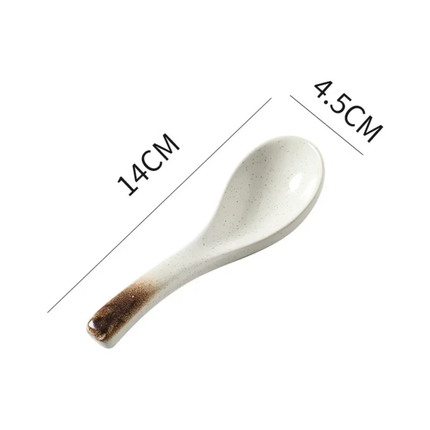 Ceramic Spoons Retro Style Smooth Polished Kitchen Spoons For Rice Porridge Soup Serving Household Restaurant Hotel Use