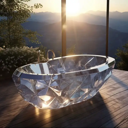 Chic Crystal-Trimmed Durable Metal Aluminum Modern Bathtub With Irregular Shape For High-End Romantic Getaways