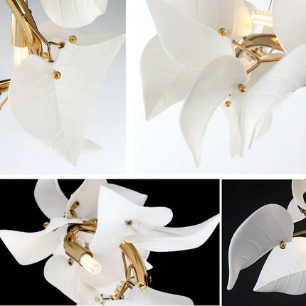 Modern Interior Decoration Hanging Chandelier Villas Living Rooms Restaurants Floral Design Gold-Plated Iron Pendant Light