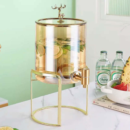 High Borosilicate Glass Beverage Dispenser Glass With Lid and Stand For Juice and Water Dispenser with Tap