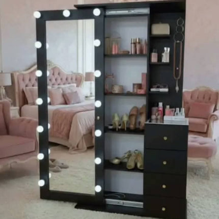 MIodern MDF Makeup Vanities Different Color Customized Dressing Table with Lighted Mirror  Storage Cabinet  Bedroom Furniture