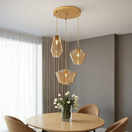 Modern Minimalist Gold Kitchen Island Restaurant Long Hotel Glass Ball Pendant Light Cognac Color Small Pendant Light
