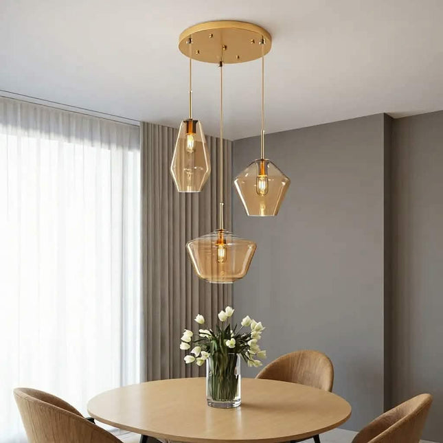 Modern Minimalist Gold Kitchen Island Restaurant Long Hotel Glass Ball Pendant Light Cognac Color Small Pendant Light