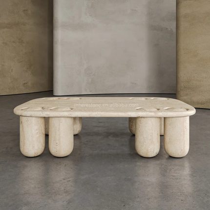 Rosso levanto marble coffee table Italian vintage style natural Stone table for living room