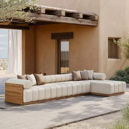 High Quality Teak Outdoor Modular Sofa Set Modern Piano Key Designer Patio Combination Garden Furniture for courtyard Villa Park