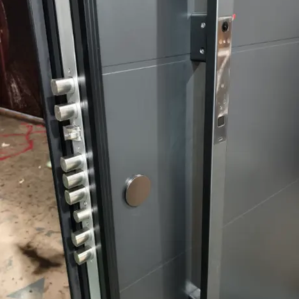 Modern Single Exterior Finished Side Opening Entry Door Galvanized Steel Construction Windproof Feature for Home Apartment Use