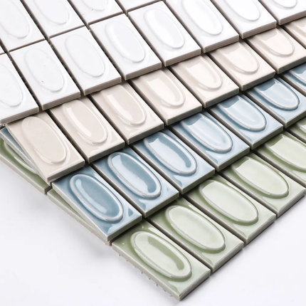 Luxury High End Shower Wall Project Porcelain Mosaic Concave Convex Three-Dimensional Bathroom Wall Mosaic Tile